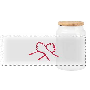 aimer en langue des signes - Boîte à biscuits avec couvercle en bois - blanc - Devant
