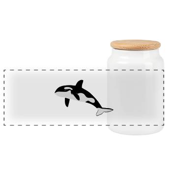 orca orka wal killer whale delfin delphin dolphin - Panorama Keksdose mit Holzdeckel - Weiß - Vorne