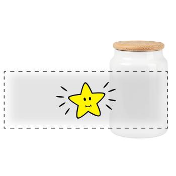 star - Panoramic Cookie Jar with Wooden Lid - white - Front