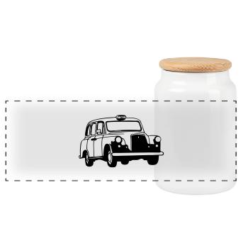 taxi - Boîte à biscuits avec couvercle en bois - blanc - Devant