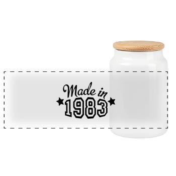 1983 - Panoramic Cookie Jar with Wooden Lid - white - Front