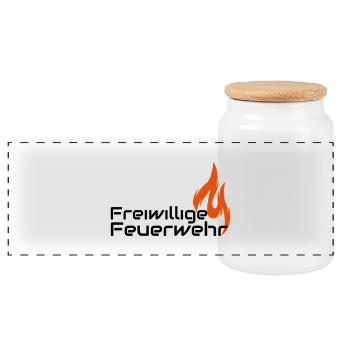 Freiwillige Feuerwehr - Panorama Keksdose mit Holzdeckel - Weiß - Vorne