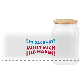 Suis le bébé - Boîte à biscuits avec couvercle en bois - blanc - Devant