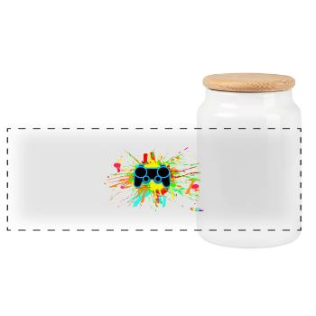 Graffiti Controller Splatter - Panoramic Cookie Jar with Wooden Lid - white - Front