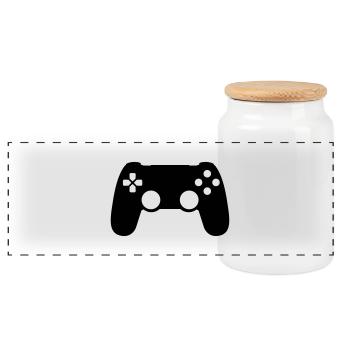 Gamepad Controller - Panoramic Cookie Jar with Wooden Lid - white - Front