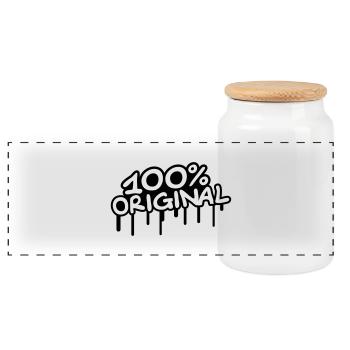 100 Procent Original - Boîte à biscuits avec couvercle en bois - blanc - Devant