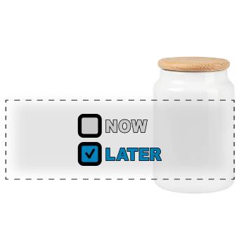 Now Later Question - Panoramic Cookie Jar with Wooden Lid - white - Front