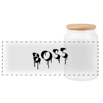 Boss Graffiti - Boîte à biscuits avec couvercle en bois - blanc - Devant