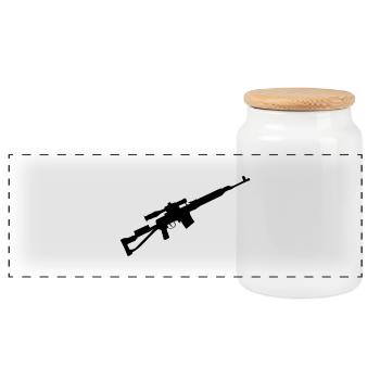 Scharfschütze Sniper Gewehr - Panorama Keksdose mit Holzdeckel - Weiß - Vorne