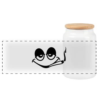 Smoking Face - Boîte à biscuits avec couvercle en bois - blanc - Devant
