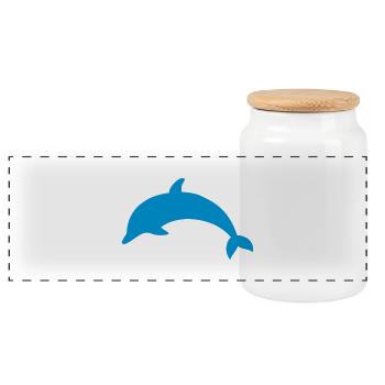 Delfin - Panorama Keksdose mit Holzdeckel - Weiß - Vorne