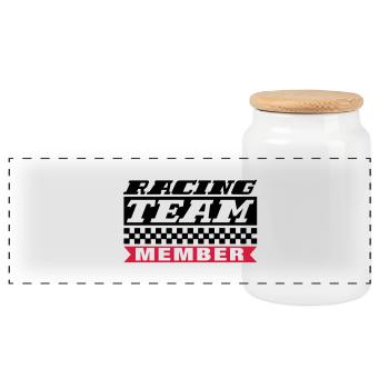 racing_team_member_f2 - Boîte à biscuits avec couvercle en bois - blanc - Devant