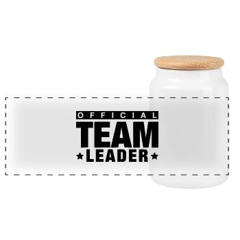 offcial_team_leader_to1 - Panoramic Cookie Jar with Wooden Lid - white - Front
