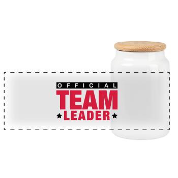 offcial_team_leader_to2 - Panoramic Cookie Jar with Wooden Lid - white - Front