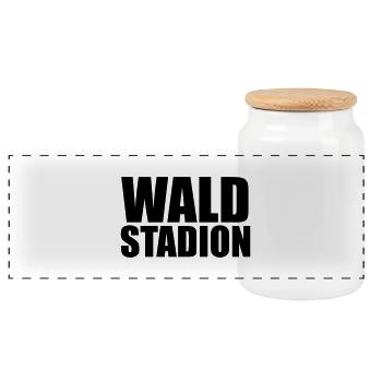 Waldstadion Frankfurt - Panorama Keksdose mit Holzdeckel - Weiß - Vorne
