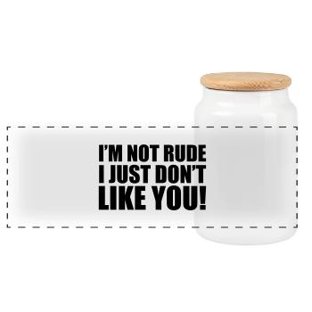 I'm Not Rude - Panoramic Cookie Jar with Wooden Lid - white - Front
