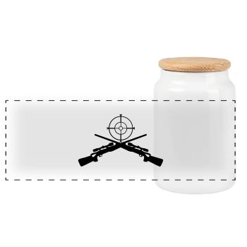 sniper sniper gamer fps gaming geek - Panoramic Cookie Jar with Wooden Lid - white - Front