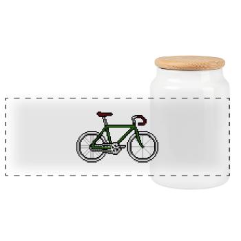 Pixel cycle bike bicycle racer cross - Panoramic Cookie Jar with Wooden Lid - white - Front