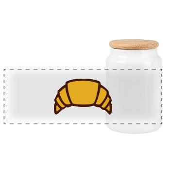 croissant pastry baker pastry chef - Panoramic Cookie Jar with Wooden Lid - white - Front