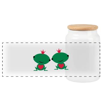 two are in love - Panoramic Cookie Jar with Wooden Lid - white - Front