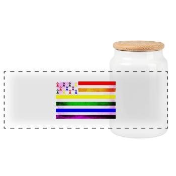 Drapeau Bretagne Gay - Boîte à biscuits avec couvercle en bois - blanc - Devant
