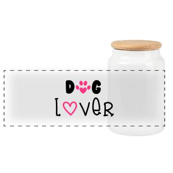 Dog Lover - Panoramic Cookie Jar with Wooden Lid - white - Front