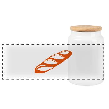baguette pain 1 - Boîte à biscuits avec couvercle en bois - blanc - Devant