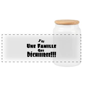 J'ai une famille qui déchire - Boîte à biscuits avec couvercle en bois - blanc - Devant