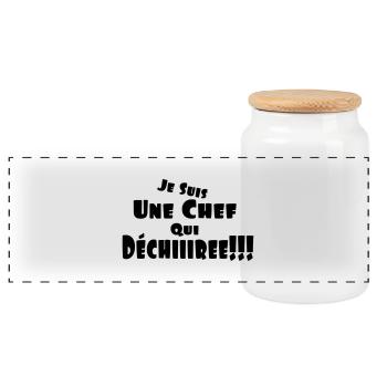 je_suis_une_chef_qui_déchire - Boîte à biscuits avec couvercle en bois - blanc - Devant
