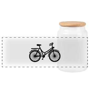 bicycle - Panoramic Cookie Jar with Wooden Lid - white - Front