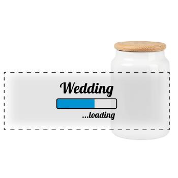 Wedding ...loading - Panoramic Cookie Jar with Wooden Lid - white - Front