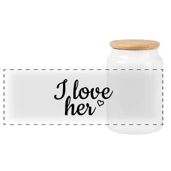 I love her - Panorama Keksdose mit Holzdeckel - Weiß - Vorne
