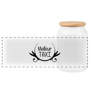Meilleur Taxi - Panoramic Cookie Jar with Wooden Lid - white - Front