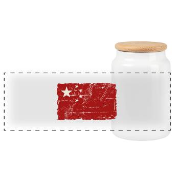 China Vintage Flag - Boîte à biscuits avec couvercle en bois - blanc - Devant