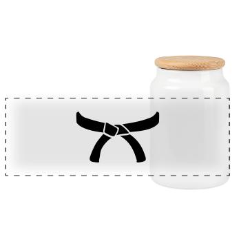 Judo - Boîte à biscuits avec couvercle en bois - blanc - Devant