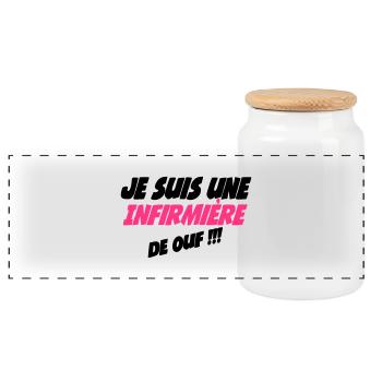 Je suis une infirmière de ouf - Panoramic Cookie Jar with Wooden Lid - white - Front