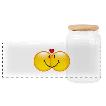 Smiley in Love - Panorama Keksdose mit Holzdeckel - Weiß - Vorne