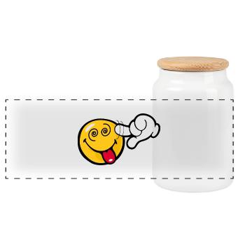 Smiley Stupid - Panoramic Cookie Jar with Wooden Lid - white - Front
