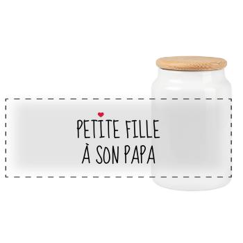Petite fille à son Papa - Naissance - Enfant - Boîte à biscuits avec couvercle en bois - blanc - Devant