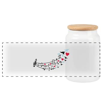 love_music_noten2 - Panoramic Cookie Jar with Wooden Lid - white - Front