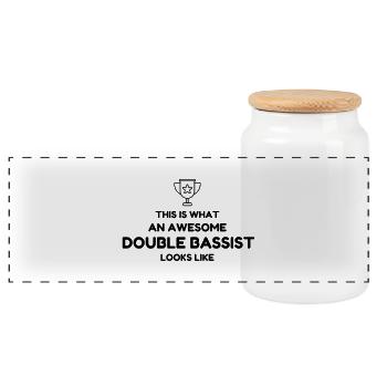 Double Bass - Contrebasse - Music - Kontrabass - Panoramic Cookie Jar with Wooden Lid - white - Front