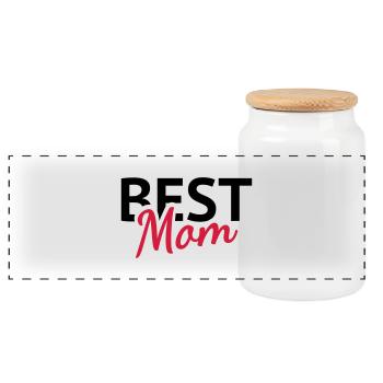 Best Mom - Mutter - Panorama Keksdose mit Holzdeckel - Weiß - Vorne