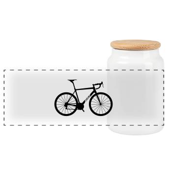 bicycle - Panoramic Cookie Jar with Wooden Lid - white - Front