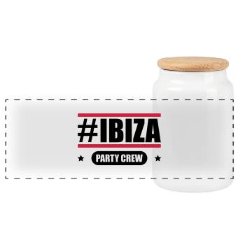 ibiza party crew - Panoramic Cookie Jar with Wooden Lid - white - Front