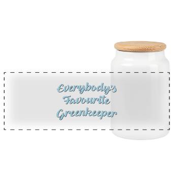Everybodys favourite greenkeeper funny t - Panoramic Cookie Jar with Wooden Lid - white - Front