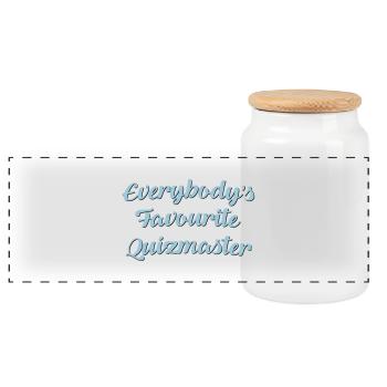 Everybodys favourite quizmaster funny te - Panoramic Cookie Jar with Wooden Lid - white - Front