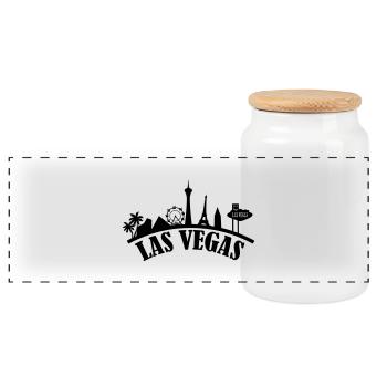 las_vegas_001 - Panorama Keksdose mit Holzdeckel - Weiß - Vorne