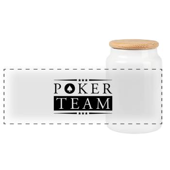 poker team - Panorama Keksdose mit Holzdeckel - Weiß - Vorne