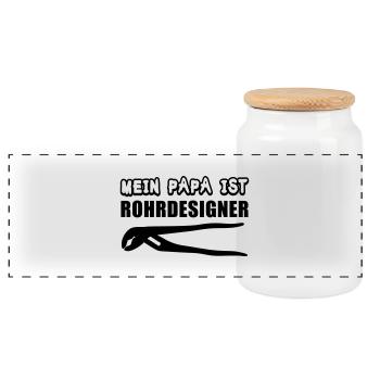 Rohrdesigner Papa - Panorama Keksdose mit Holzdeckel - Weiß - Vorne