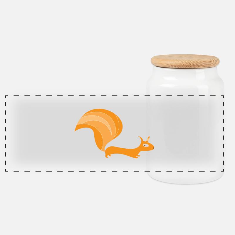 Eichhörnchen mit Einhorn (b) - Panorama Keksdose mit Holzdeckel - Weiß